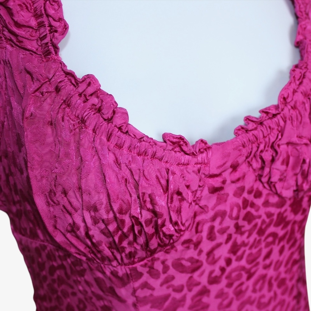 Fuchsia Ruffle-Trim Mini Dress - Picture 5 of 10